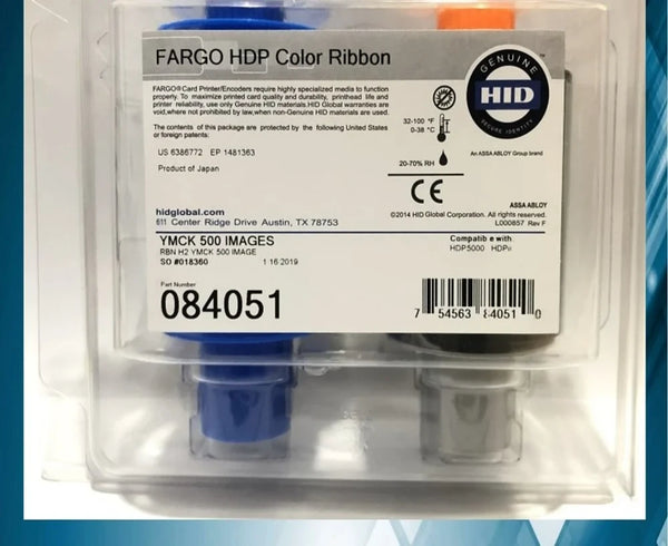 Fargo HDP5000 Card Printer Ribbon and Retransfer Film, 084051 & 084053