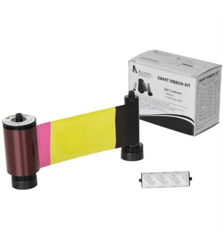 IDP YMCKOK Ribbon (Yellow, Magenta, Cyan, Black, Overlay and Panels), 200 Full-Colour Prints, Includes a Cleaning Roller, Compatible with the Smart 30 50 ID Card Printers, 650637
