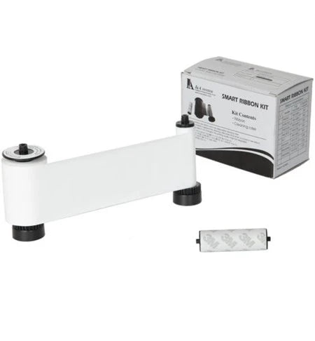 IDP White Monochrome Ribbon, Print 1200 Sides in Text and Line Art, Includes 1x Cleaning Roller, Compatible with the Smart 30 50 ID Card Printer, 650663
