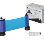 IDP Blue Resin Dye Ribbon, 1200 Monochrome Single-Sided Prints, Includes a Cleaning Roller, Compatible with the Smart 30 and 50 ID Card Printers, 650665