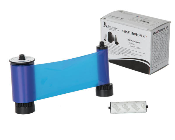 IDP Blue Resin Dye Ribbon, 1200 Monochrome Single-Sided Prints, Includes a Cleaning Roller, Compatible with the Smart 30 and 50 ID Card Printers, 650665