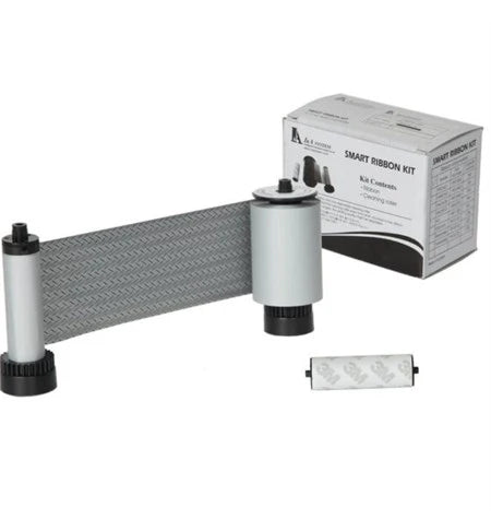 IDP Grey Monochrome Scratch-Off Ribbon,1200 Prints, Includes 1x Cleaning Roller, Compatible with the Smart 30 and 50 ID Card Printers, 650666