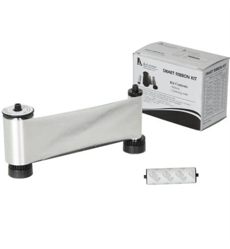 IDP Metallic Silver Resin Dye Ribbon, 1200 Single-Sided Prints, Includes 1x Cleaning Roller, Compatible with the Smart 30 and 50 ID Card Printers, 650681