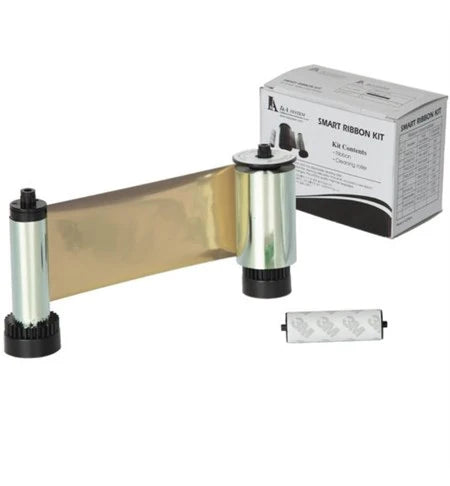 IDP Gold Resin Dye Ribbon, 1200 Monochrome Single-Sided Prints, Includes 1x Cleaning Roller, Compatible with the Smart 30 and 50 ID Card Printers, 650682