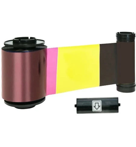 IDP YMCKOK Ribbon (Yellow, Magenta, Cyan, Black, Overlay, and Panels), 500 Single-Sided Prints, Includes a Cleaning Roller, Compatible with the Smart-70 ID Card Printer, 659113