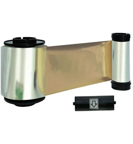 IDP Metallic Gold Resin Dye Ribbon, 3000 Monochrome Single-Sided Prints, Includes 1x Cleaning Roller, Compatible with the Smart-70 ID Card Printer, 659198