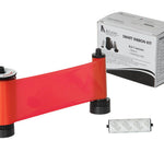 IDP Red Resin Dye Ribbon, 1200 Monochrome Single-Sided Prints, Includes a Cleaning Roller, Compatible with the Smart 30 and 50 ID Card Printers, 650664