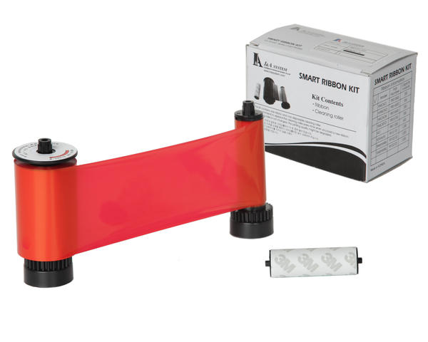 IDP Red Resin Dye Ribbon, 1200 Monochrome Single-Sided Prints, Includes a Cleaning Roller, Compatible with the Smart 30 and 50 ID Card Printers, 650664