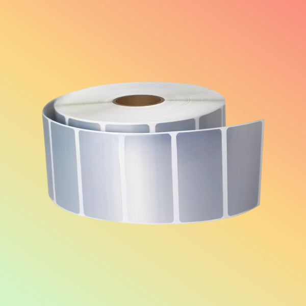 Barcode Label Silver Polypropylene 50mm x 25mm, 1000 Sticker Per Roll