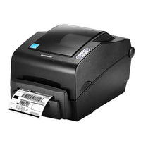 A black Bixolon thermal receipt printer with a paper print roll coming out of the top, shown on a clean white background.