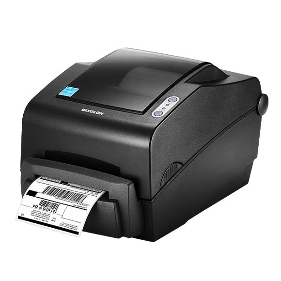 A black Bixolon thermal receipt printer with a paper print roll coming out of the top, shown on a clean white background.