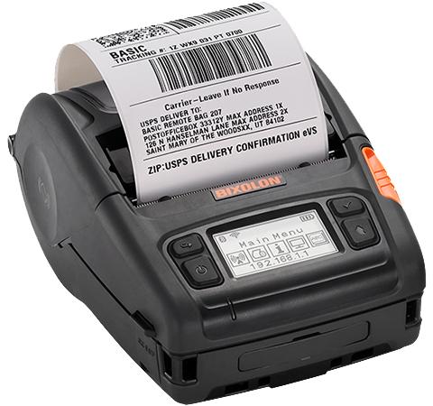 A black Bixolon thermal receipt printer with a paper print roll coming out of the top, shown on a clean white background.