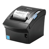 A black GIXOLON thermal receipt printer with a paper roll partially ejected, featuring a blue label window and a blue ENERGY STAR sticker on the front, set against a plain white background.