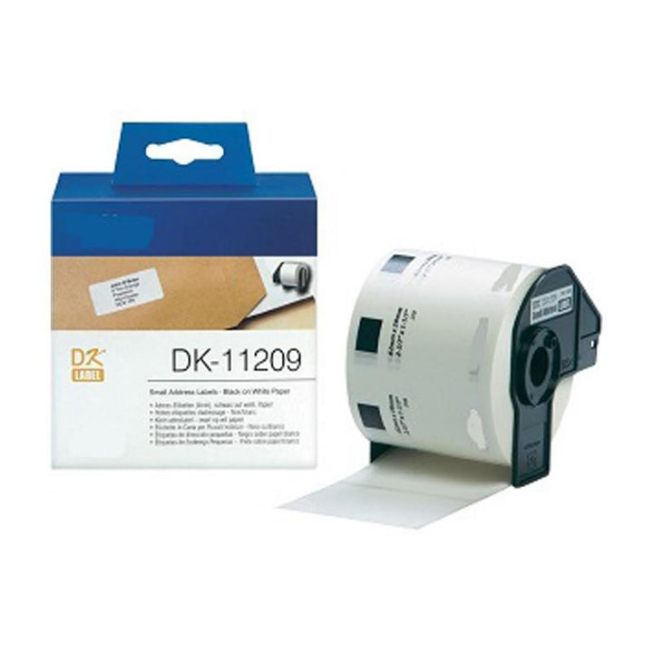 Brother DK-11209 Small Address Label Roll – Black on White, 28.9mm x 62mm, 800 Labels
