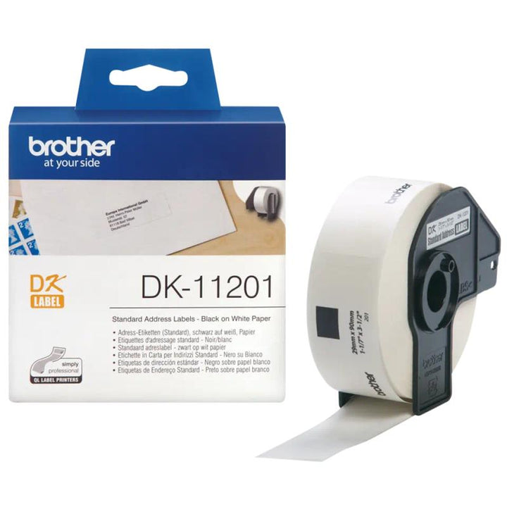 Brother DK11201 Standard Address Label Roll – 29 mm × 90 mm – 400 Labels – Black on White