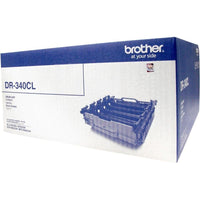 Brother DR-340CL toner cartridge box in blue and white packaging, showing the toner unit pictured on the front.