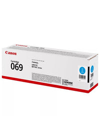 Canon genuine toner cartridge box, model 069, in cyan color, shown on a plain white background.