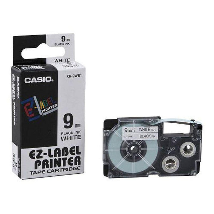 CASIO XR-9WE1 EZ-Label Tape Cartridge – 9mm Black on White