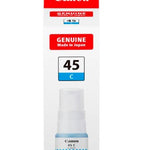 Canon PIXMA 45 C Genuine Ink Tank cartridge in its original retail packaging, featuring a red and white header card with the Canon logo and a blue color indicator.