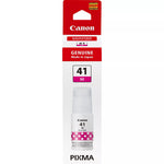 Canon Pixma 41 Magenta ink cartridge in its original retail packaging, featuring a red and white header card with the Canon logo and a clear view of the small white bottle with a pink polka-dot label.