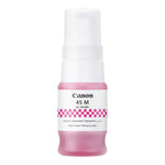 Canon ink bottle with pink and white design on a white background