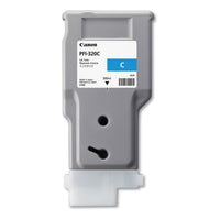 Canon PFI-320C ink tank on a white background