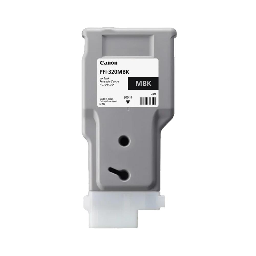 Canon PFI-320MBK black toner cartridge, 300ml, shown against a plain white background.