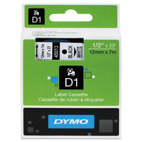 DYMO 45013 D1 Label Tape 12mm x 7m Black on White – Pack of 5