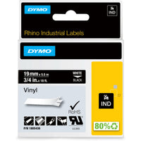 DYMO Rhino 1805436 Industrial Vinyl Label Tape – White on Black, 19mm
