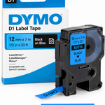 Dymo 45016 D1 Label Tape – 12mm x 7m, Black on Blue | For Dymo Label Printers