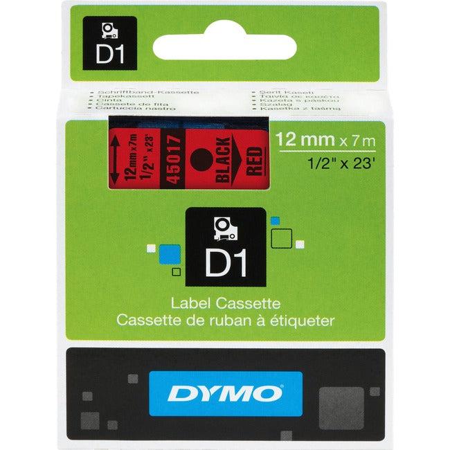 Dymo 45017 D1 Label Tape – 12mm x 7m, Black on Red | For Dymo Label Printers