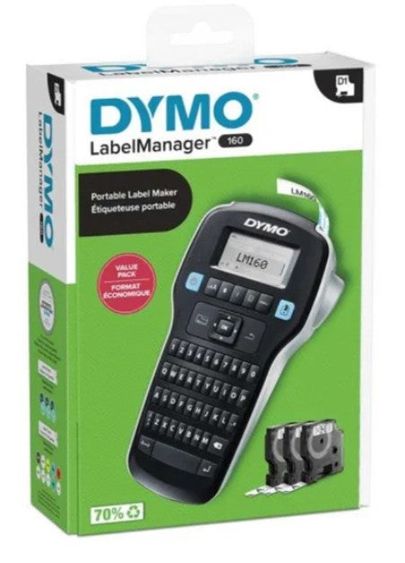 Dymo LabelManager LM160 Valuepack with 3pcs 12mm Black on White Tapes