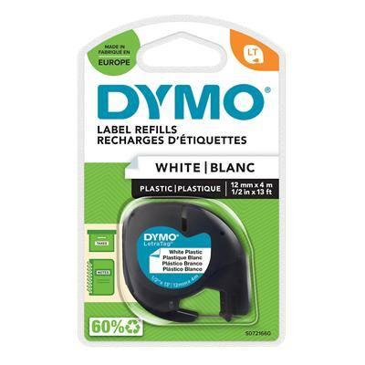 Dymo LetraTag Tape – S0721660, 12mm x 4m, Black on White
