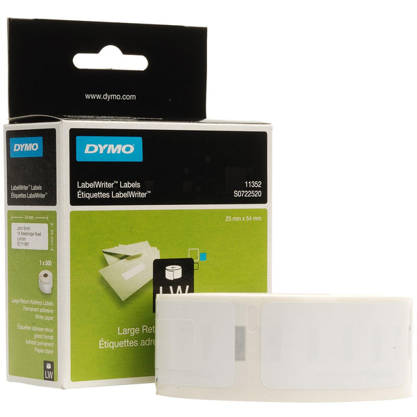 Dymo Return Address Labels 25mm x 54mm 11352 white 500 labels S0722520
