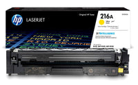 HP LaserJet 211A yellow toner cartridge shown in front of its retail box on a clean white background.