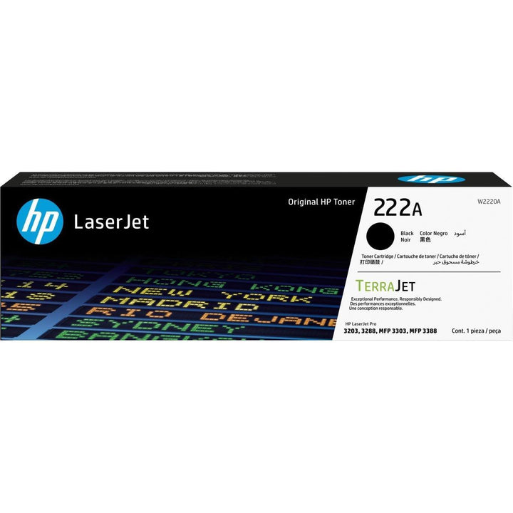 HP LaserJet toner cartridge with black color on a dark background