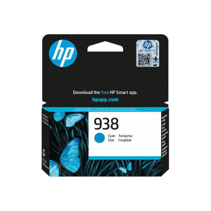 HP 937 ink cartridge with blue butterflies on a white background
