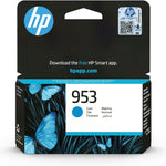 HP 953 cyan ink cartridge packaging with butterfly design on a white background