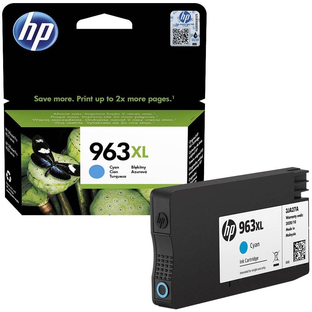 HP 963XL ink cartridge with packaging on a white background