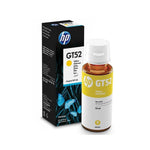 HP GT52 Yellow Ink Bottle and its retail box, 70 ml, shown on a clean white background.
