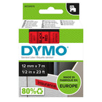 Pack of 5 Dymo 45017 D1 Label Tape – 12mm x 7m, Black on Red | For Dymo Label Printers