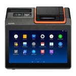 A modern handheld medical or diagnostic device with a large touchscreen display, black body, and orange accent trim, shown on a plain white background.
