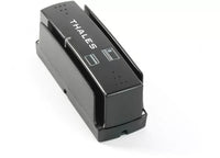 A black Thales electronic device, likely a sensor module or adapter, shown at an angle on a plain white background.