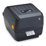 Black label printer with a white background